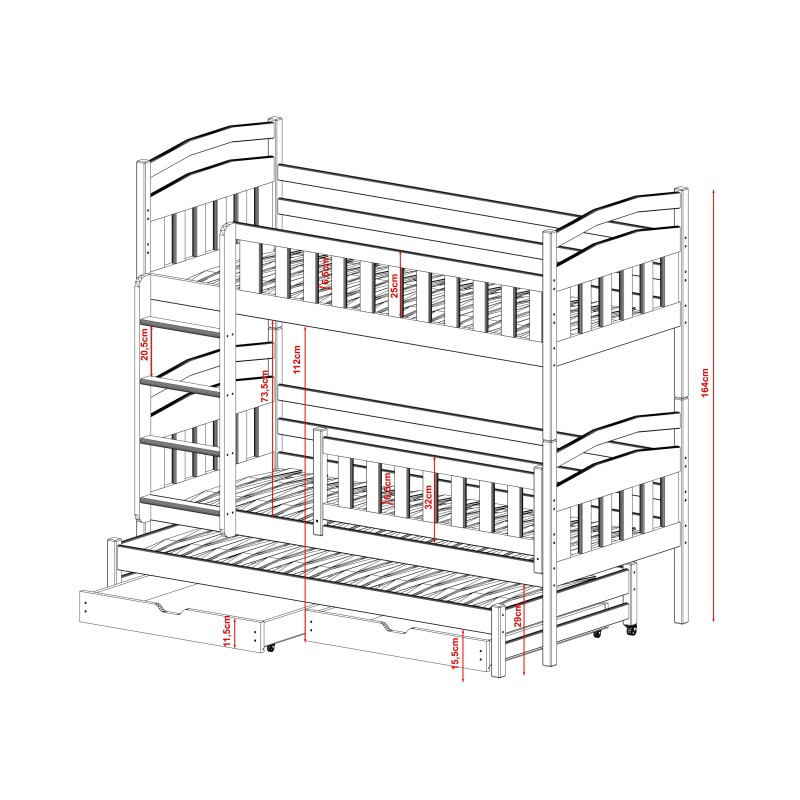 Κουκέτα BLANKA 90x190 grey