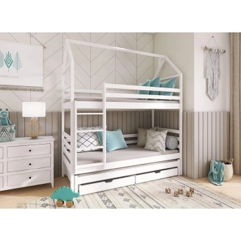 DALIA 90x200 white house bunk bed Lano Furniture