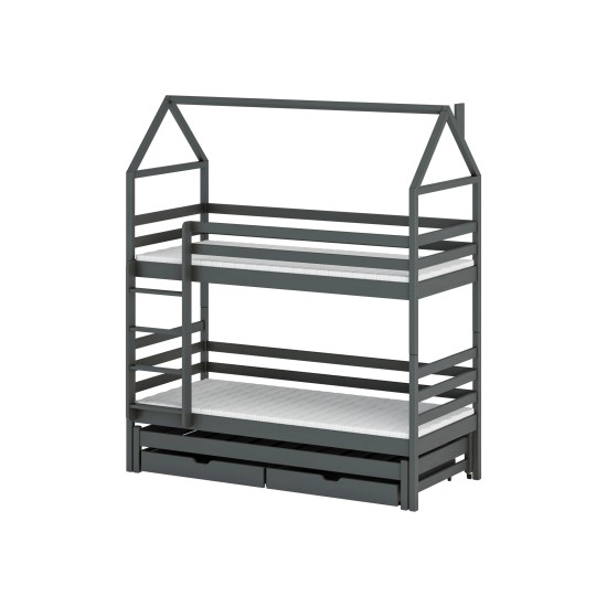 DALIA 80x160 graphite house bunk bed Lano Furniture DALIA 80x160 graphite house bunk bed Lano Furniture