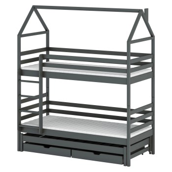 DALIA 80x180 graphite house bunk bed Lano Furniture