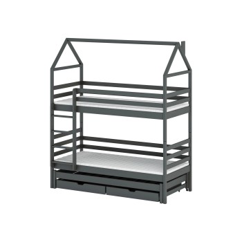 DALIA 80x180 graphite house bunk bed Lano Furniture