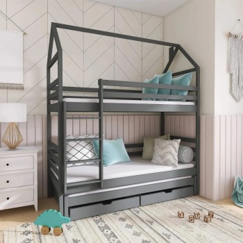 DALIA 80x180 graphite house bunk bed Lano Furniture