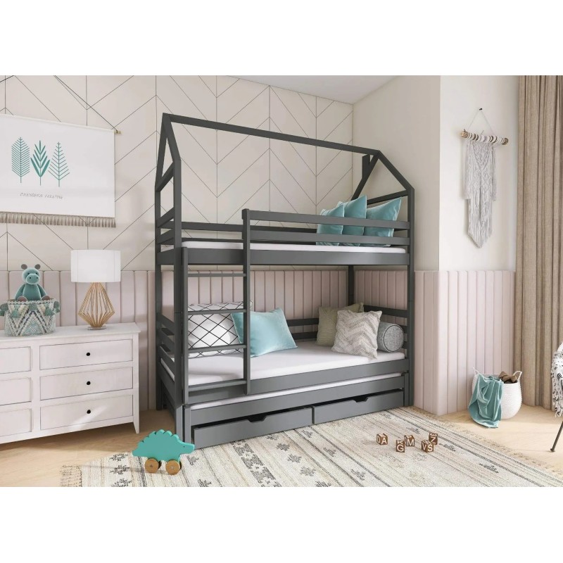 DALIA 90x200 graphite house bunk bed Lano Furniture