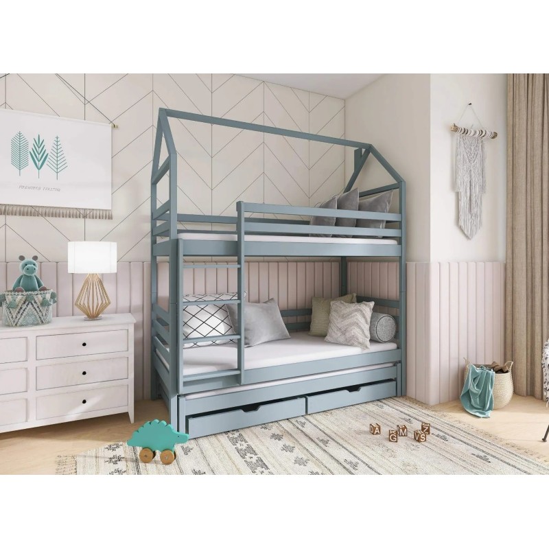 DALIA 80x180 grey house bunk bed Lano Furniture