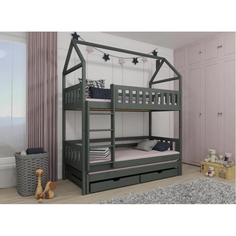 Παιδική Κουκέτα Σπιτάκι IGA 90x190 graphite