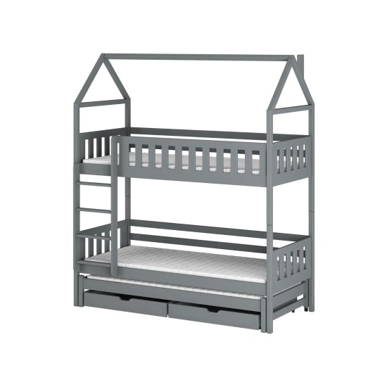 IGA 80x180 grey house bunk bed Lano Furniture