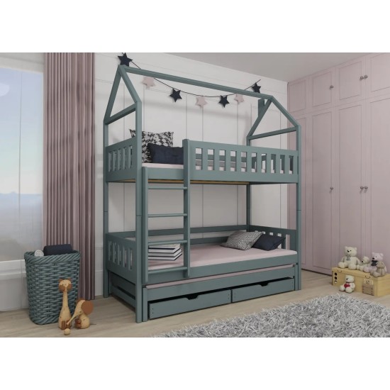Παιδική Κουκέτα Σπιτάκι IGA 80x200 grey