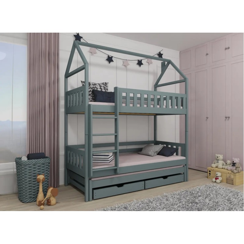 Παιδική Κουκέτα Σπιτάκι IGA 80x200 grey