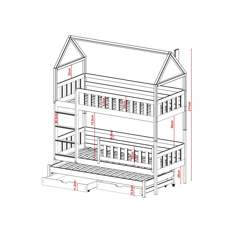 Παιδική Κουκέτα Σπιτάκι IGA 90x190 pine