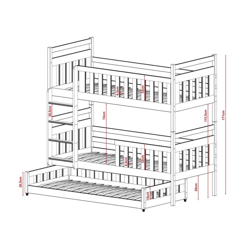 OLIWIA 80x160 white bunk bed Lano Furniture