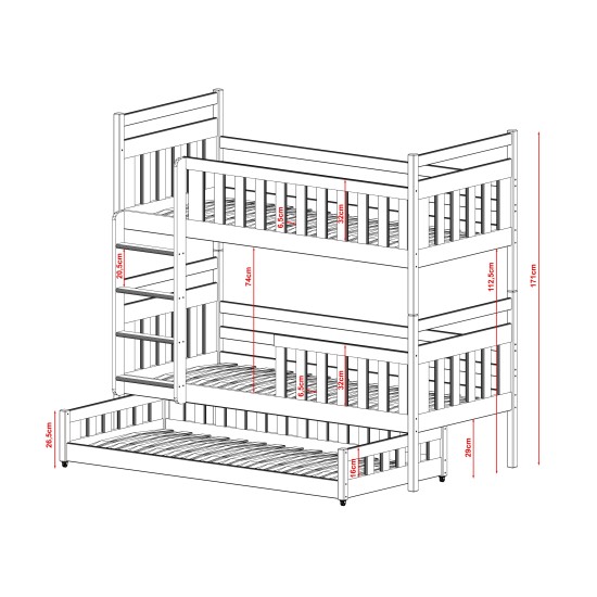 OLIWIA 80x200 white bunk bed Lano Furniture