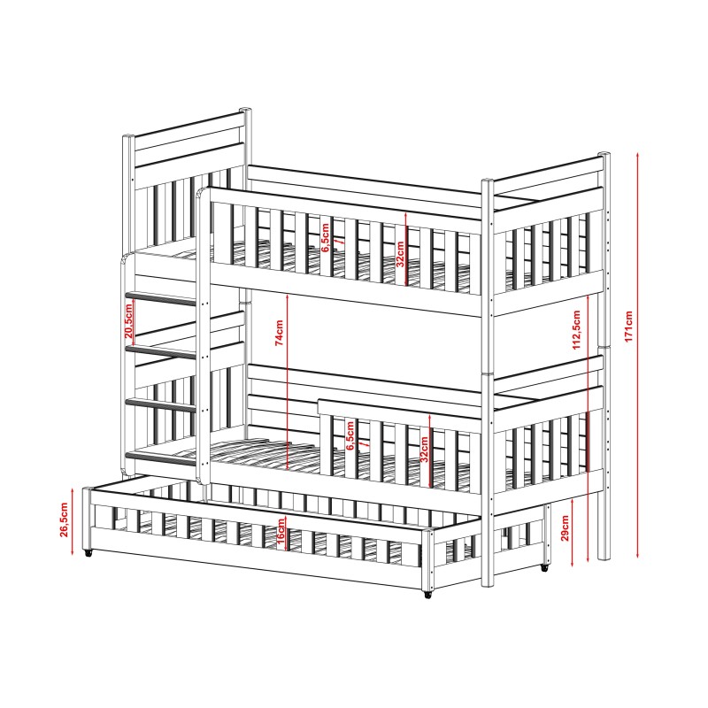 OLIWIA 90x190 white bunk bed Lano Furniture