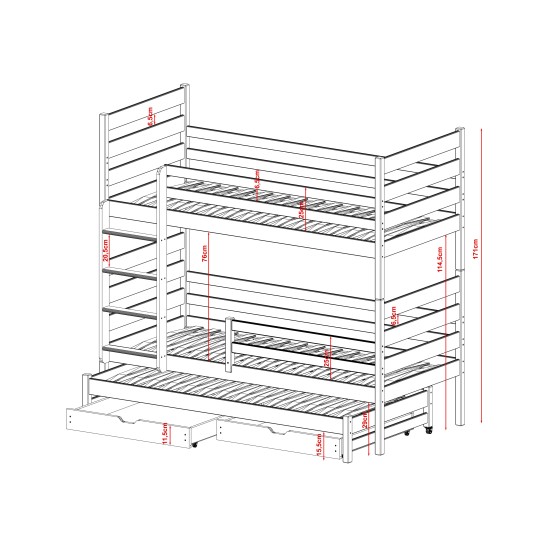 TOMI 90x190 grey bunk bed Lano Furniture TOMI 90x190 grey bunk bed Lano Furniture