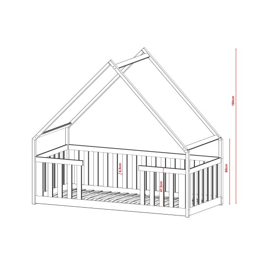BEE 90x190 pine childrens house bed Lano Furniture