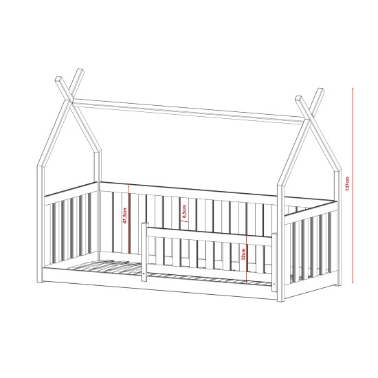 BODZIO 80x180 grey teepee childrens cot bed Lano Furniture