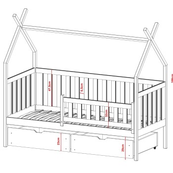 παιδικό Κρεβάτι Montessori Teepee SIMBA 80x160 white