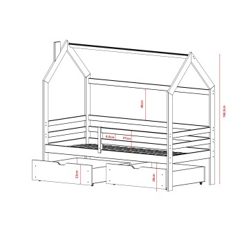 Κρεβάτι Σπιτάκι Montessori LILA 80x160 pine 