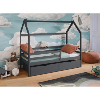 Κρεβάτι σπιτάκι Montessori LILA 80x180 graphite 