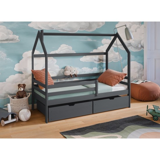 Κρεβάτι σπιτάκι Montessori LILA 80x180 graphite Κρεβάτι σπιτάκι Montessori LILA 80x180 graphite