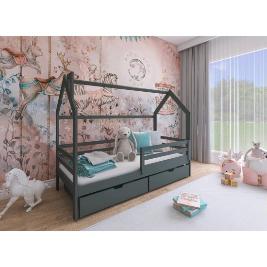 Κρεβάτι σπιτάκι Montessori LILA 80x180 graphite Κρεβάτι σπιτάκι Montessori LILA 80x180 graphite