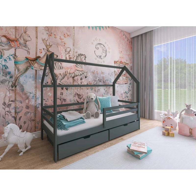 Κρεβάτι σπιτάκι Montessori LILA 80x180 graphite