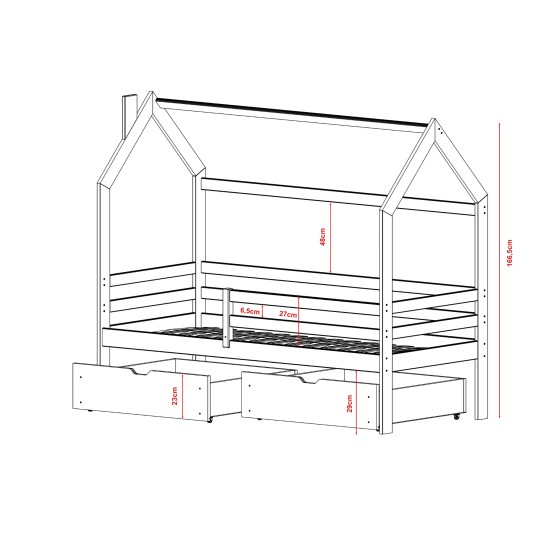 Κρεβάτι Σπιτάκι Montessori - LILA 80x200 grey