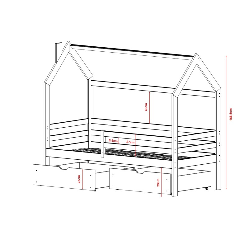 Κρεβάτι Σπιτάκι Montessori - LILA 90x200 grey
