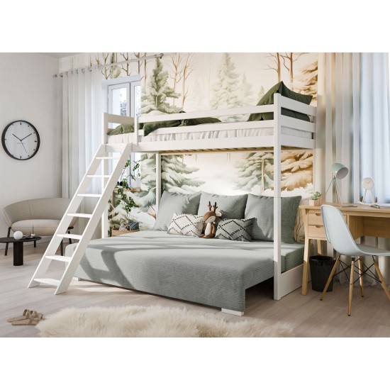 Παιδική Κουκέτα SOFINO 90x200/140x200 Λευκό με Πτυσσόμενο Καναπέ sage grey ZOOM 15 Παιδική Κουκέτα SOFINO 90x200/140x200 Λευκό με Πτυσσόμενο Καναπέ sage grey ZOOM 15