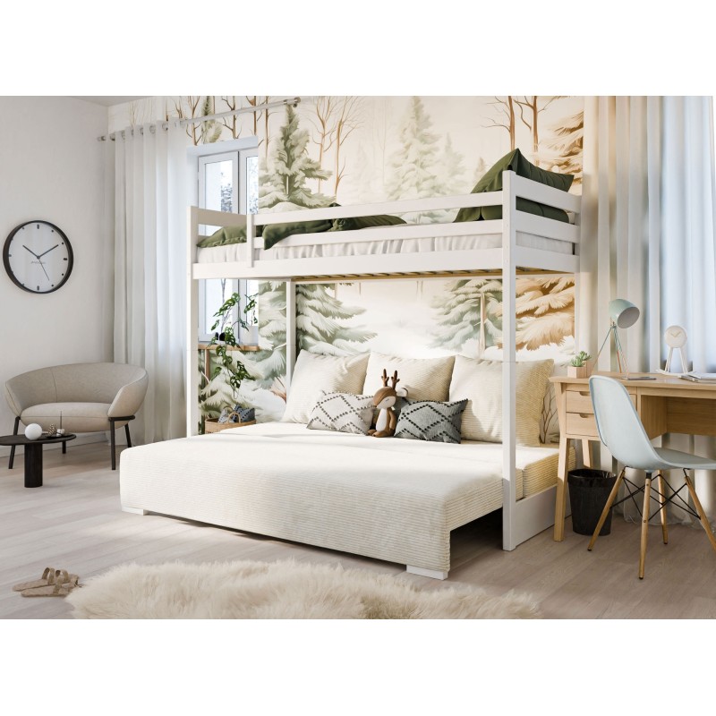 Παιδική Κουκέτα SOFINO 90x200/140x200 Χρώμα graphite με Πτυσσόμενο Καναπέ beige POSO 38