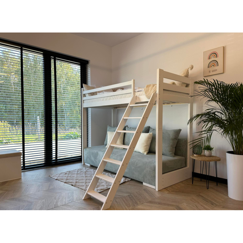 Παιδική Κουκέτα SOFINO 90x200/140x200 Χρώμα graphite lμε Πτυσσόμενο Καναπέ Κρεβάτι sage grey ZOOM 15