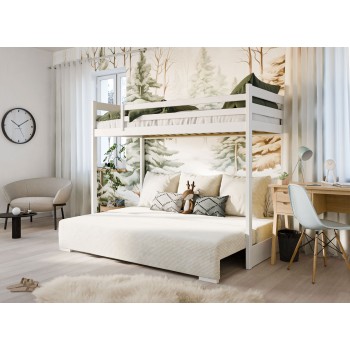 Παιδική Κουκέτα - SOFINO 90x200/140x200 -Χρώμα Αsh grey - Με καναπέ πτυσσόμενο beige POSO 38