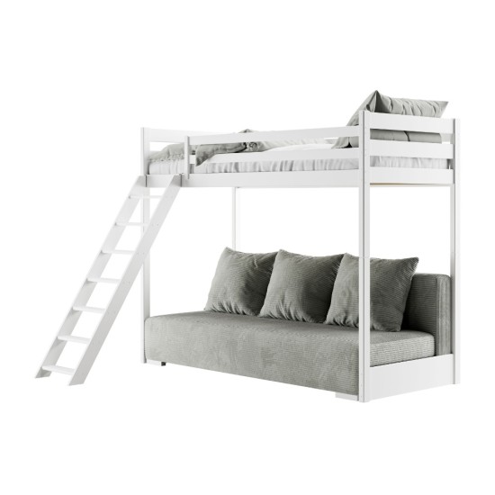 Παιδική Κουκέτα SOFINO 90x200/140x200 Χρώμα ash grey με Πτυσσόμενο Καναπέ sage grey ZOOM 15