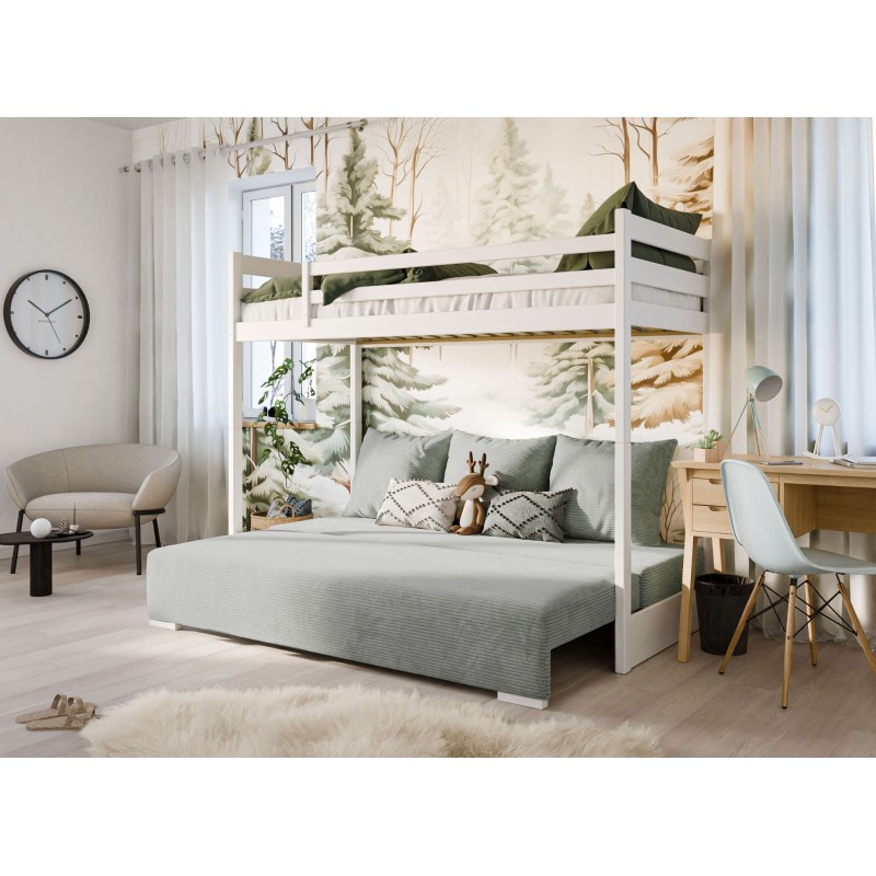 Παιδική Κουκέτα SOFINO 90x200/140x200 Χρώμα ash grey με Πτυσσόμενο Καναπέ sage grey ZOOM 15