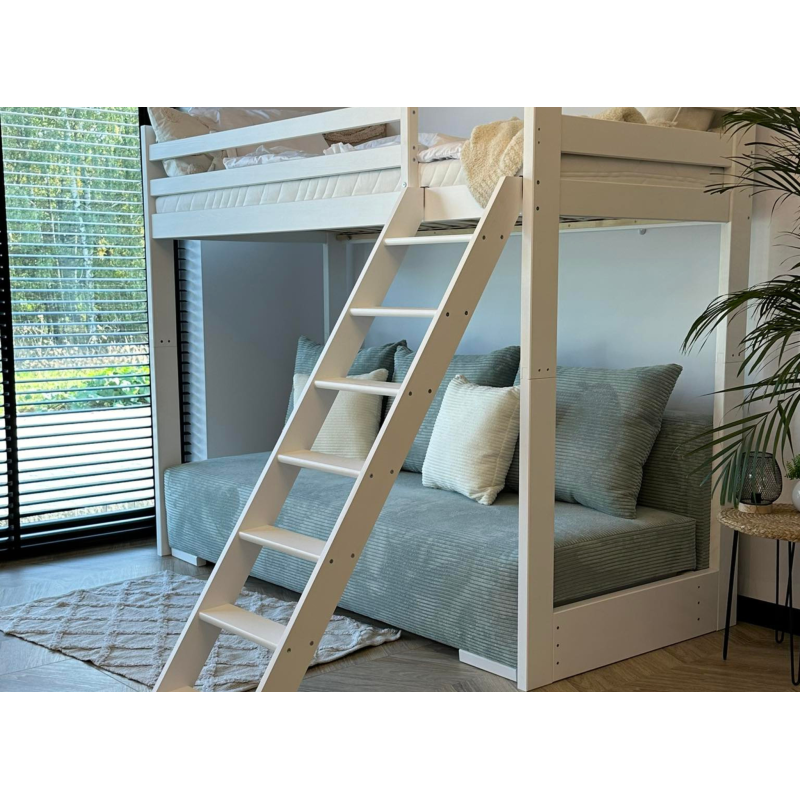 Παιδική Κουκέτα SOFINO 90x200/140x200 Χρώμα ash grey με Πτυσσόμενο Καναπέ sage grey ZOOM 15