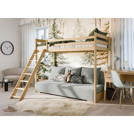 Παιδική Κουκέτα SOFINO 90x200/140x200 Φυσικό Χρώμα Πεύκου με Πτυσσόμενο Καναπέ beige POSO 38 Παιδική Κουκέτα SOFINO 90x200/140x200 Φυσικό Χρώμα Πεύκου με Πτυσσόμενο Καναπέ beige POSO 38