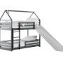 Κουκέτα Montessori με Τσουλήθρα - PLAY 90x190 graphite bunk bed with slide Lano Furniture