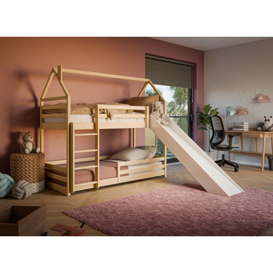Κουκέτα Montessori με Τσουλήθρα - PLAY 90x200 graphite bunk bed with slide Lano Furniture