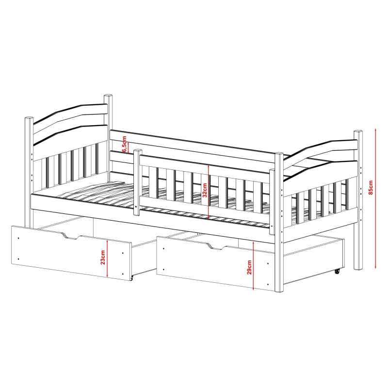 TERRY 80x200 pine childrens bed Lano Furniture