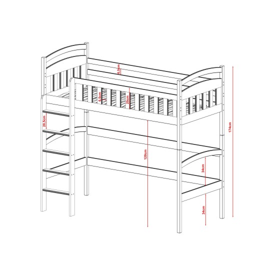 Υπερυψωμένο Παιδικό Κρεβάτι Montessori MIA 80x160 pine Υπερυψωμένο Παιδικό Κρεβάτι Montessori MIA 80x160 pine