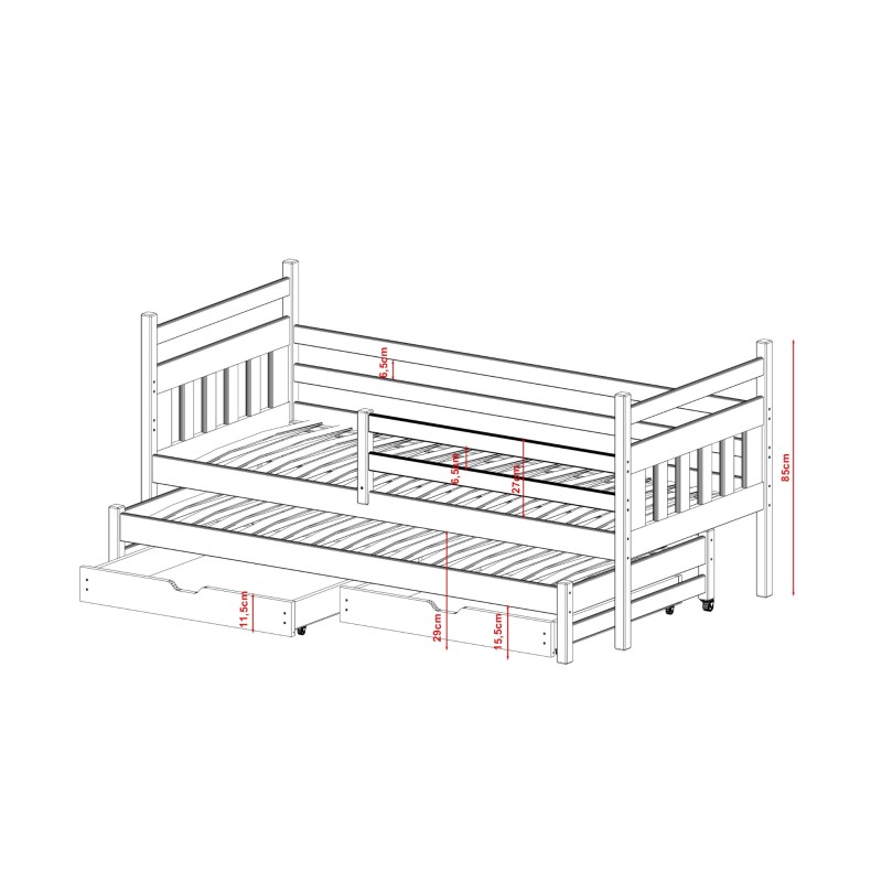 DANIEL 80x180 graphite bunk bed Lano Furniture