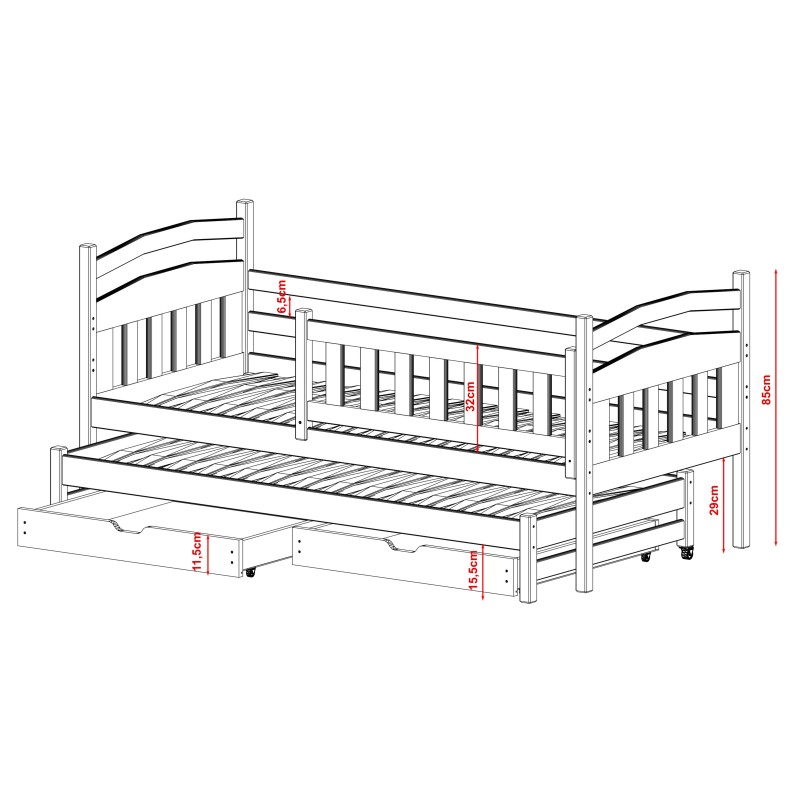 GALAXY 90x200 pine bunk bed Lano Furniture