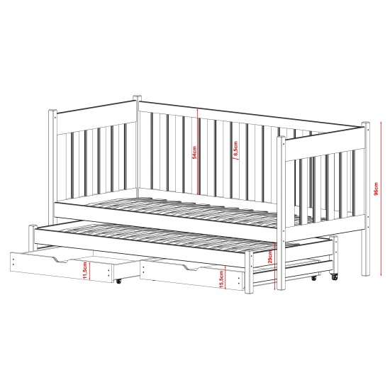 KAJA 80x200 grey bunk bed Lano Furniture