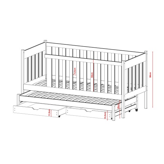KAJA 90x190 grey bunk bed Lano Furniture