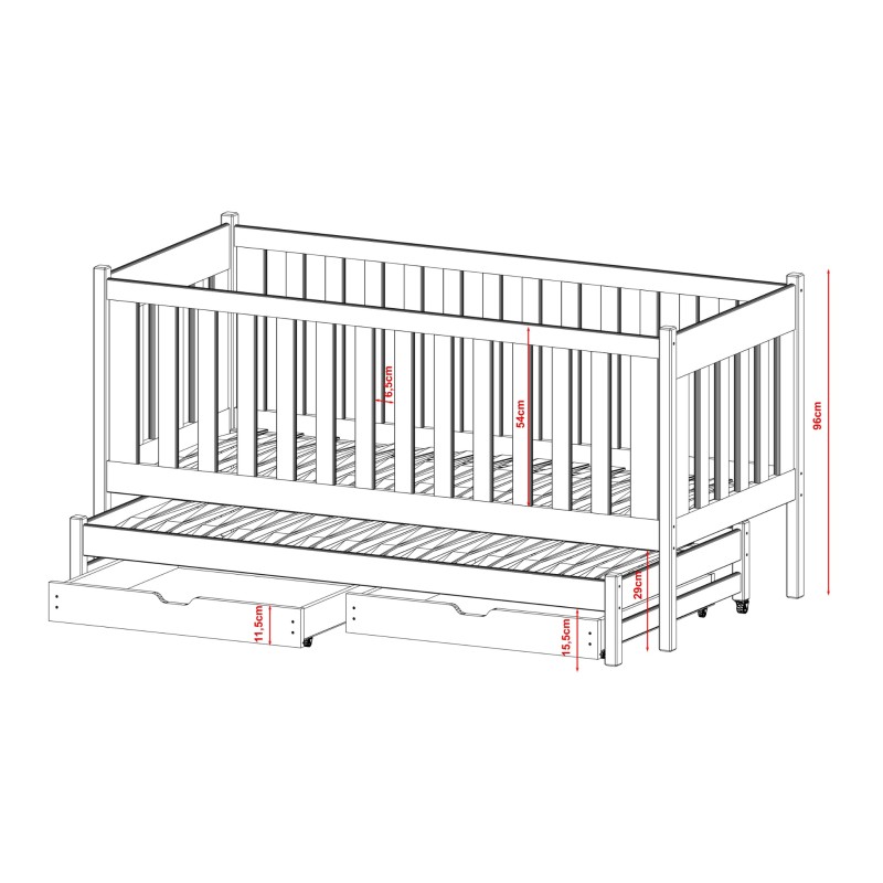 KAJA 80x160 pine bunk bed Lano Furniture