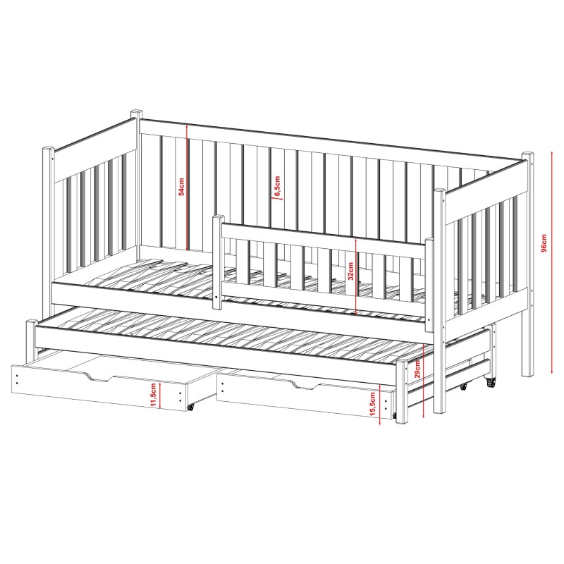 KAJA 80x160 pine bunk bed Lano Furniture