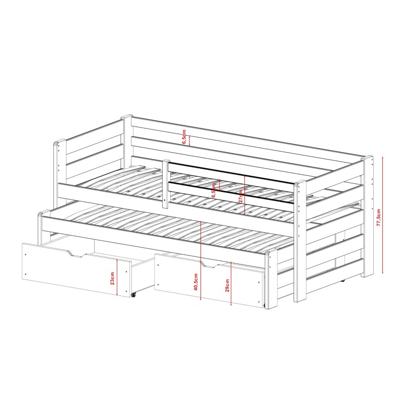 SENSO 80x160 pine bunk bed Lano Furniture