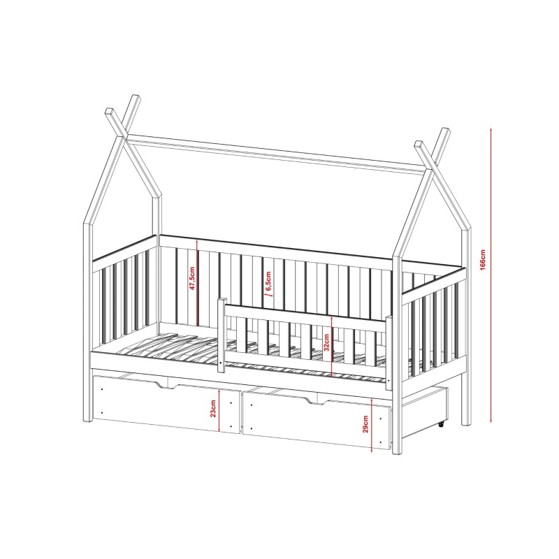 Παιδικό Κρεβάτι Montessori SIMBA 90x190 grey