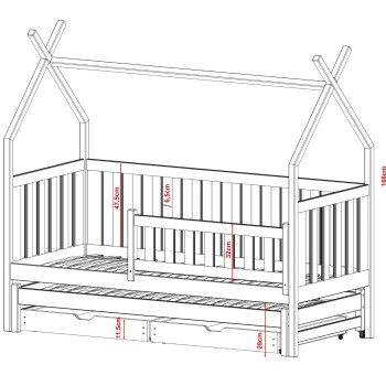 TYTUS 80x180 pine teepee bunk bed Lano Furniture
