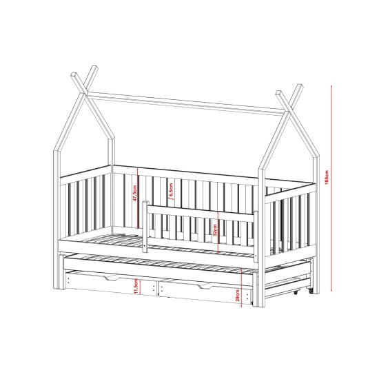 TYTUS 90x190 graphite teepee bunk bed Lano Furniture TYTUS 90x190 graphite teepee bunk bed Lano Furniture