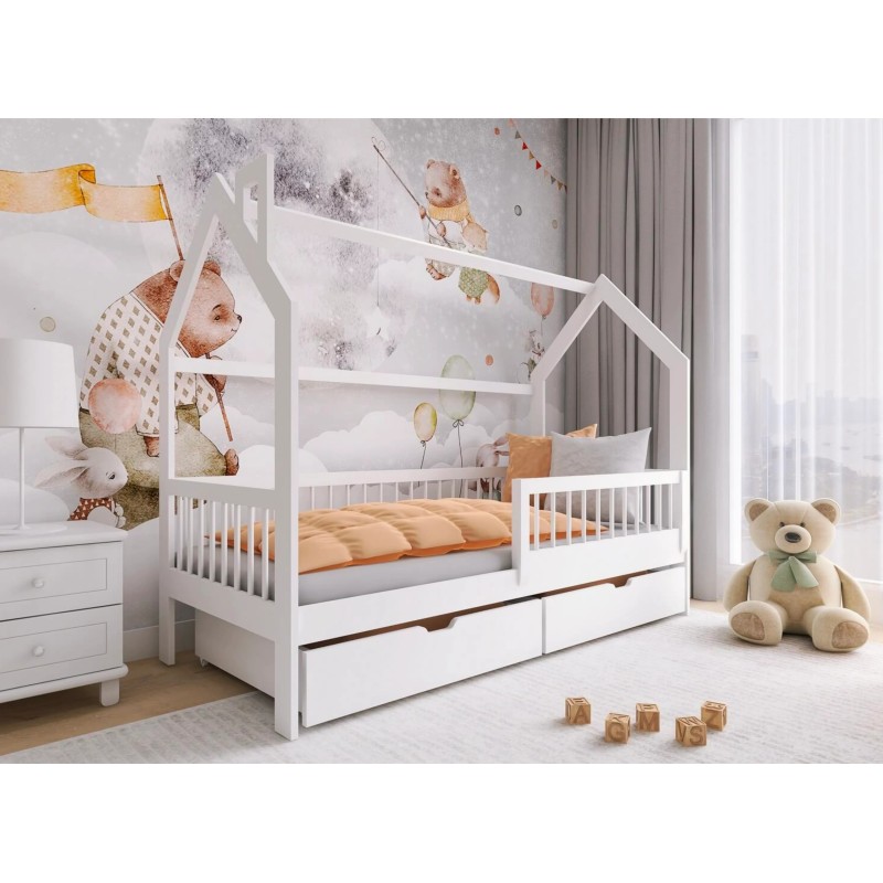 OSKAR 80x180 white childrens house bed Lano Furniture